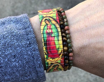 Stretcharmband aus Edelstahl, Our Lady of Guadalupe Wrist-Art