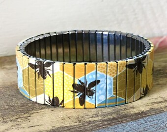 Stainless steel stretch bracelet, Honey bees Wrist-Art