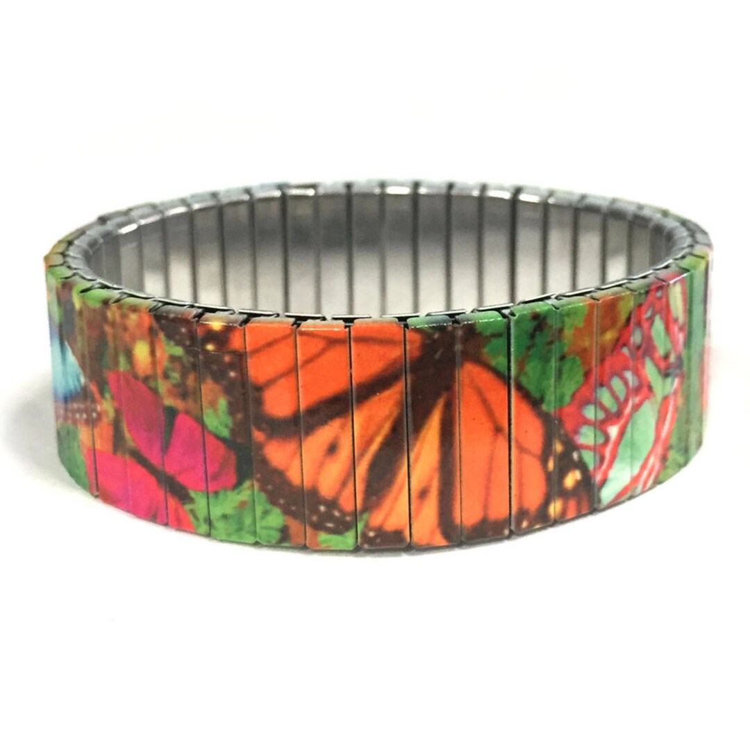 Stainless Steel Stretch Bracelet Butterflies Wristart Etsy