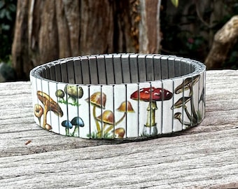 Stainless steel stretch bracelet, Mushrooms Wrist-Art