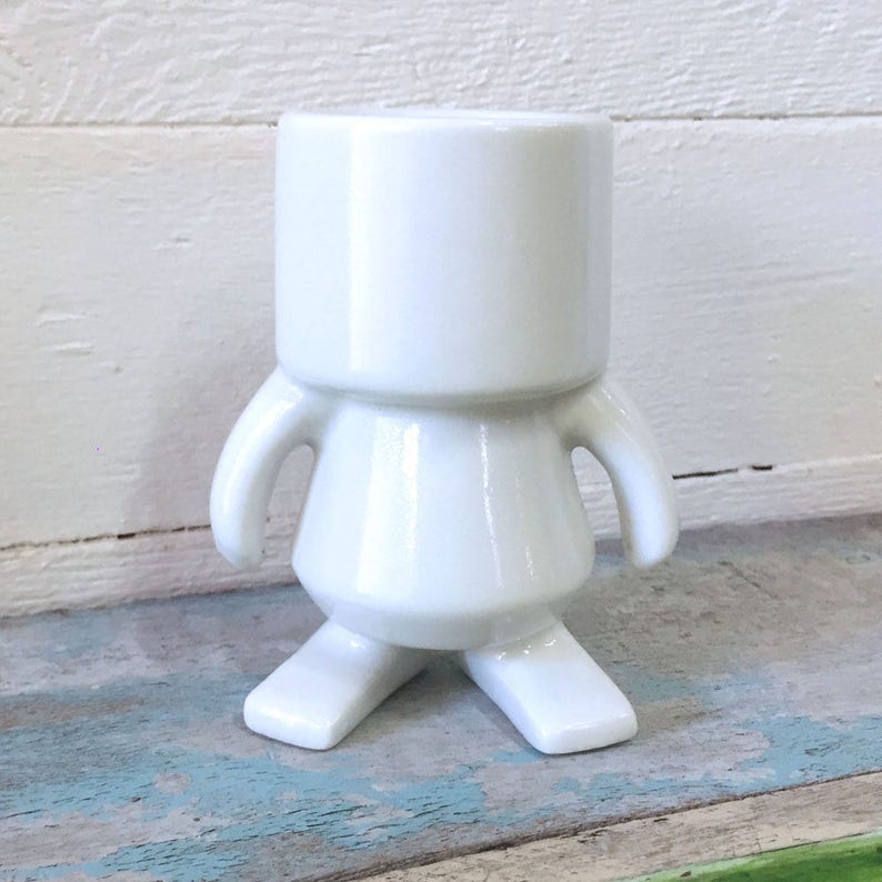 Ceramic robot, White, 4 tall image 3