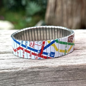 Bracelet extensible en acier inoxydable, carte du métro de New York Wrist-Art