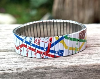 New York Subway Map Bracelet – Stainless Steel Stretch Wrist Art