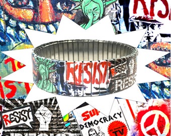 Resist Stainless Steel Stretch Bracelet – Human Rights Wrist-Art Jewelry