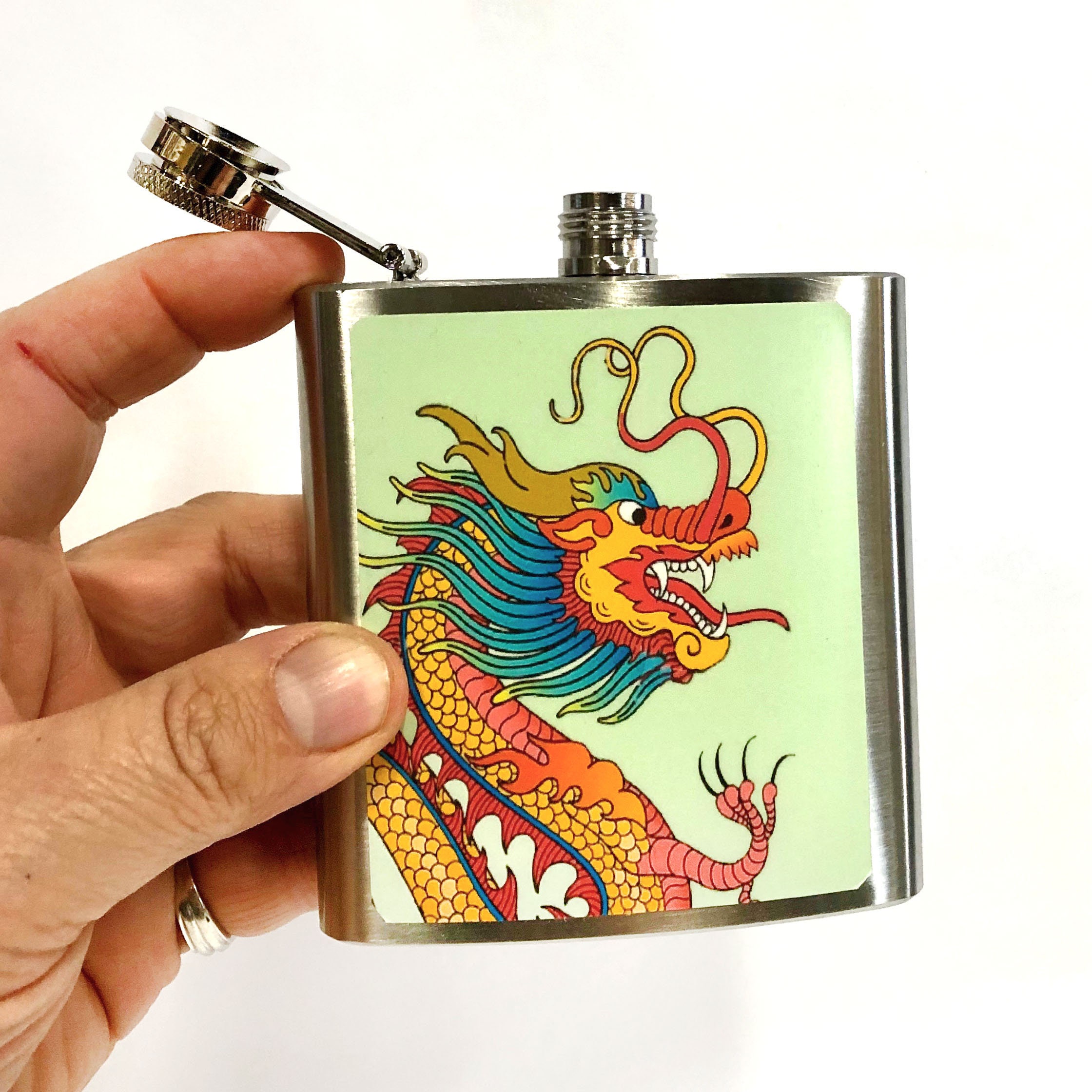 Download Flask 6oz Dragon Hip Flask Stainless Flask Customizable Groomsmen Gift Gift For Friends Or Yourself
