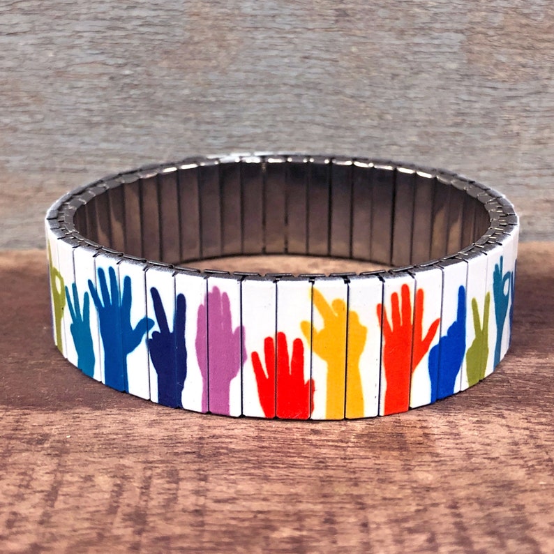 Sign language stretch braceletWrist ArtStainless Etsy