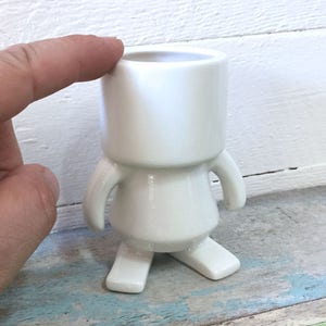 Ceramic robot, White, 4 tall image 2