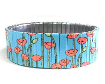 Stainless steel stretch bracelet, Poppies Wrist-Art