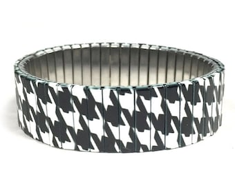 Stainless steel stretch bracelet, Houndstooth Wrist-Art