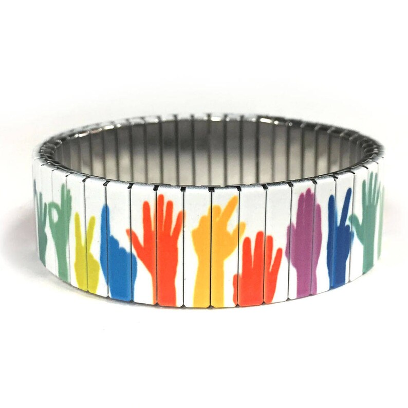Sign language stretch braceletWrist ArtStainless Etsy