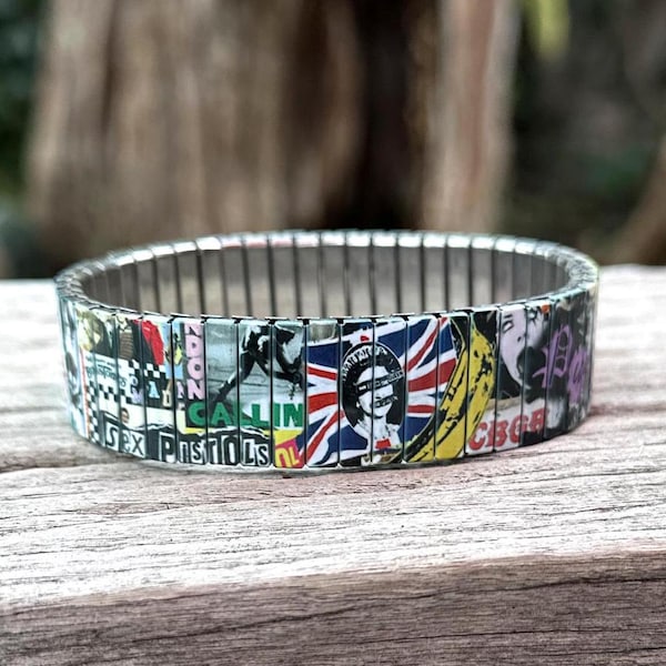Bracciale elastico in acciaio inossidabile punk rock – Arte alternativa del polso