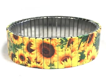 Stainless steel stretch bracelet, Sunflowers Wrist-Art