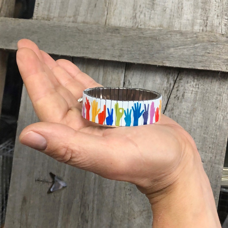 Sign language stretch braceletWrist ArtStainless Etsy