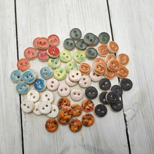 Handmade Ceramic Buttons: Colorful Pottery Enamel Buttons (0.7 inch)