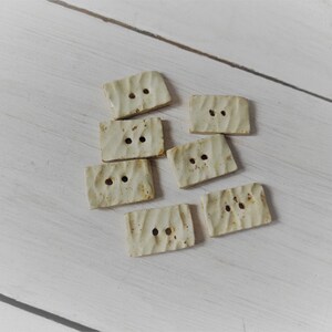 Handmade rectangular beige ceramic buttons, unique pottery button, modern buttons for your clothes style, decorative buttons for any garment image 6