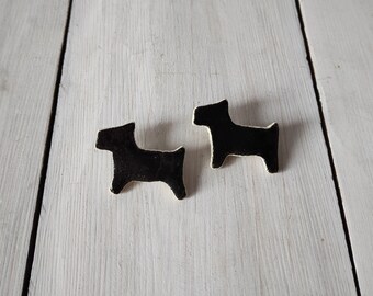 Handmade Scottish Terrier Pin: Pottery Dog Collar Brooch