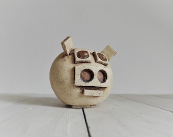 手作りの石器貯金箱：ユニークな陶器の貯金箱、モダンな装飾