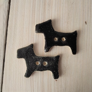 Ceramic Dog Craft Embellishment / Handmade Scottie Dog Buttons / sew onto the Martingale collar / Unique hand painting scottish terrier image 1