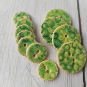 Handmade ceramic buttons, unique cute green buttons, for individualists and fashion designers, original boho buttons, minimalist style