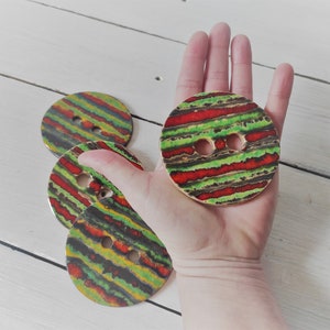 XXL ceramic handmade buttons, colorful pottery buttons, extra large buttons 75mm 3 inch, big boho style unique pillow & clothes decoration zdjęcie 8