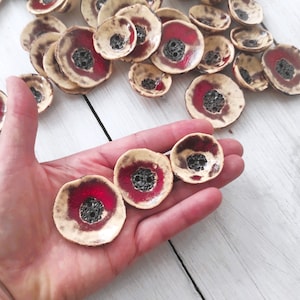 Handmade Large Ceramic Poppy Flower Button: Boho Dressmaking
