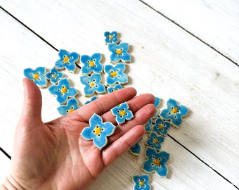 Handmade Ceramic Floral Buttons: Forget-Me-Not Design