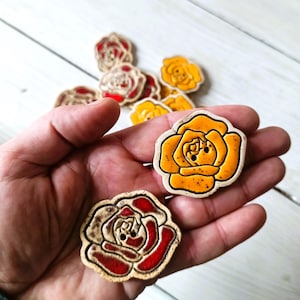 Handmade Large Ceramic Rose Button: Colorful Stoneware Flower Decor