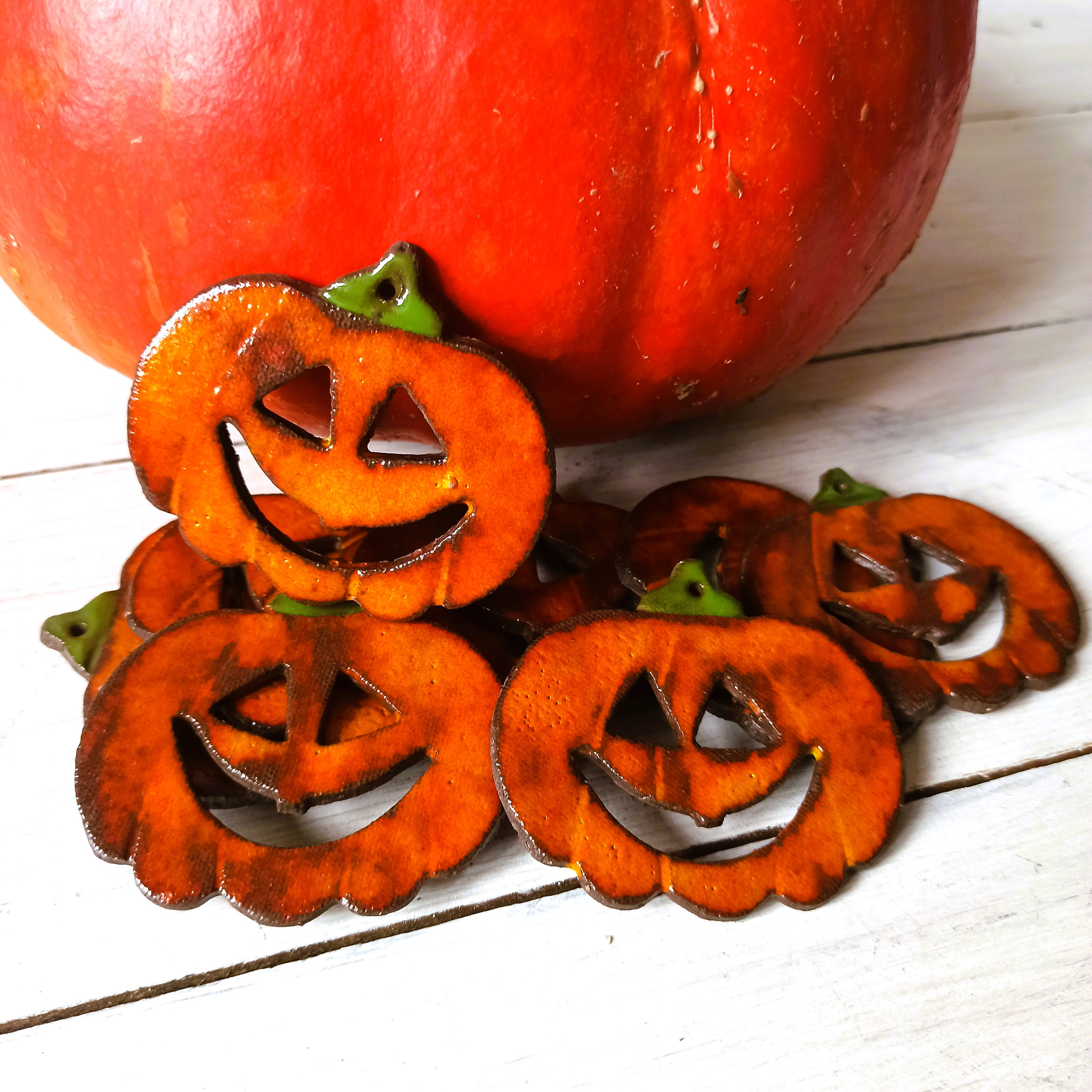 Handmade Ceramic Pumpkin Pendant: Halloween Wall Decor