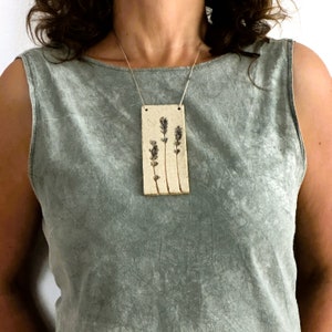 Handmade Lavender Ceramic Pendant: Boho Pottery Necklace (4.5&quot;)