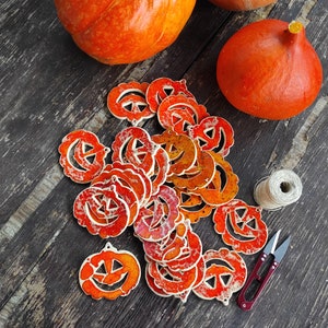 Handmade ceramic pumpkin pendant, Halloween wall decoration, pottery pumpkins Halloween wall art,funny pumpkin, red orange scary pumpkins image 2