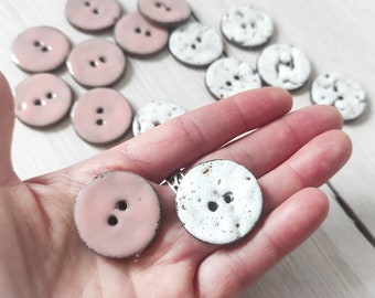 Ceramic buttons, handmade pottery buttons, cute buttons 30mm ~ 1.2 inch, unique boho style clothes decoration, pink buttons for your style