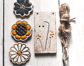 DIY Keramik Anhänger Kit, machen Sie Ihren einzigartigen Schmuck, handgemachte Halskette Set, große, einzigartige Keramik Halskette mit Blumen, Schmuck selber machen