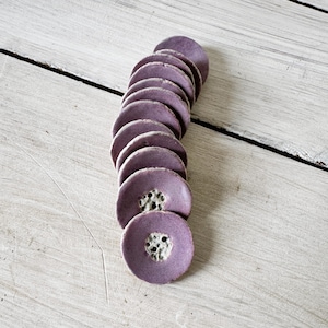 Handmade Violet Ceramic Poppy Flower Buttons: Unique Sewing Embellishments