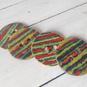 XXL ceramic handmade buttons, colorful pottery buttons, extra large buttons 75mm 3 inch, big boho style unique pillow & clothes decoration zdjęcie 2