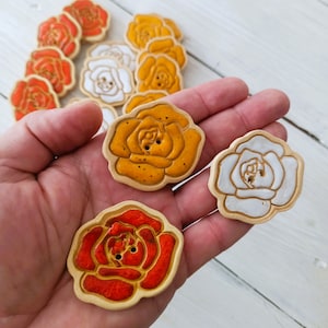 Handmade Ceramic Rose Button: Large Stoneware Floral Decor