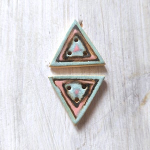 Ceramic buttons, geometric pottery buttons, beauty buttons for sewing, unique colorful rectangular and triangle buttons, Triangle