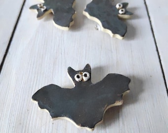 Handmade Ceramic Bat Fridge Magnet: Halloween Decor, Superhero Gift