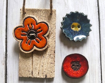 DIY ceramic pendant kit, make your unique jewelry, handmade necklace set, large, unique ceramic necklace with flowers, make jewelry yourself