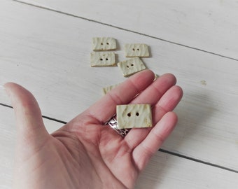 Handmade rectangular beige ceramic buttons, unique pottery button, modern buttons for your clothes style, decorative buttons for any garment