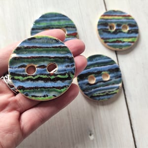 Handmade Ceramic Button: Ocean Color Boho Style (50mm)