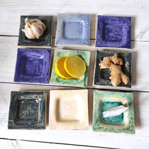 Handmade Ceramic Spoon Rest: Square Tea Bag Holder, Unique Pottery