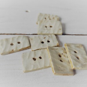Handmade rectangular beige ceramic buttons, unique pottery button, modern buttons for your clothes style, decorative buttons for any garment image 4