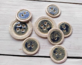 Handmade Ceramic Buttons: Gray & Pink Pottery, Unique Sewing Supplies
