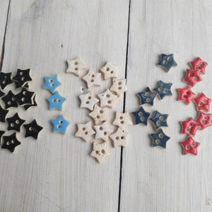 Handmade ceramic buttons, star pottery buttons, colorful star-shaped buttons for dresses, buttoned shirts, caps, unique stoneware jewelry image 10