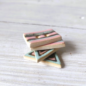 Ceramic buttons, geometric pottery buttons, beauty buttons for sewing, unique colorful rectangular and triangle buttons, image 9