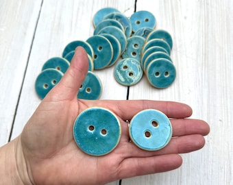 Handmade ceramic buttons, unique turquoise cute buttons, for individualists and fashion designers, original boho buttons, minimalist style