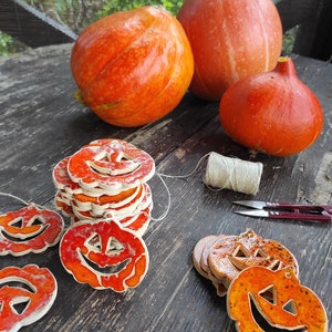 Handmade ceramic pumpkin pendant, Halloween wall decoration, pottery pumpkins Halloween wall art,funny pumpkin, red orange scary pumpkins image 10