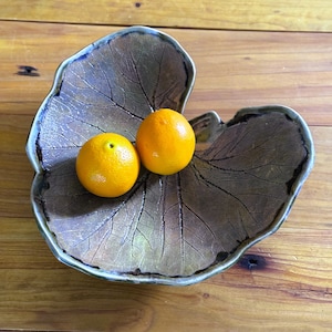 Large Handmade Stoneware Leaf Plate: Boho Decor (12.5 inch)