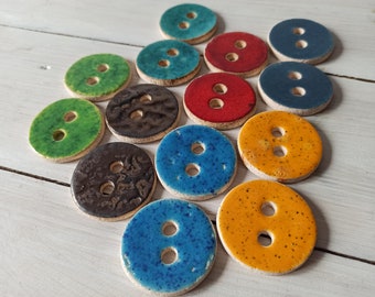 Big ceramic handmade buttons / pottery button / Large buttons 50mm ~ 2.0 inch / boho style buttons /