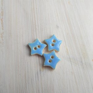 Handmade ceramic buttons, star pottery buttons, colorful star-shaped buttons for dresses, buttoned shirts, caps, unique stoneware jewelry Blue